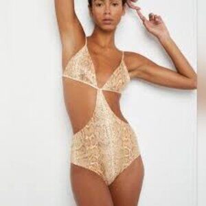 Onia liquid suede python print swimsuit size large nwot